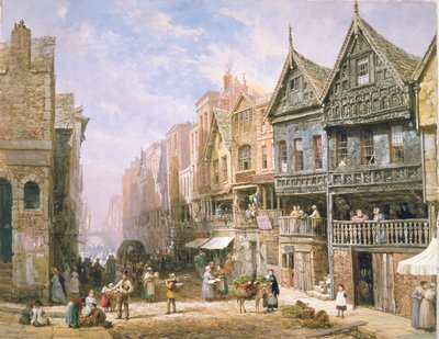 Watergate Street, Eastgate felé néz, Chester, 1870 körül alkotó: Louise Ingram Rayner